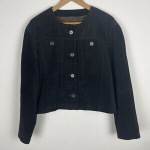 Mark Alan Black Button Up Short 100% Leather Jacket size L​​​​​​